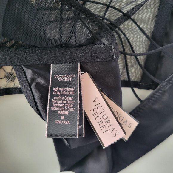 Victoria's Secret Very Sexy High Waist Black Fishnet Thong Panty Medium NWT - Picture 7 of 8
